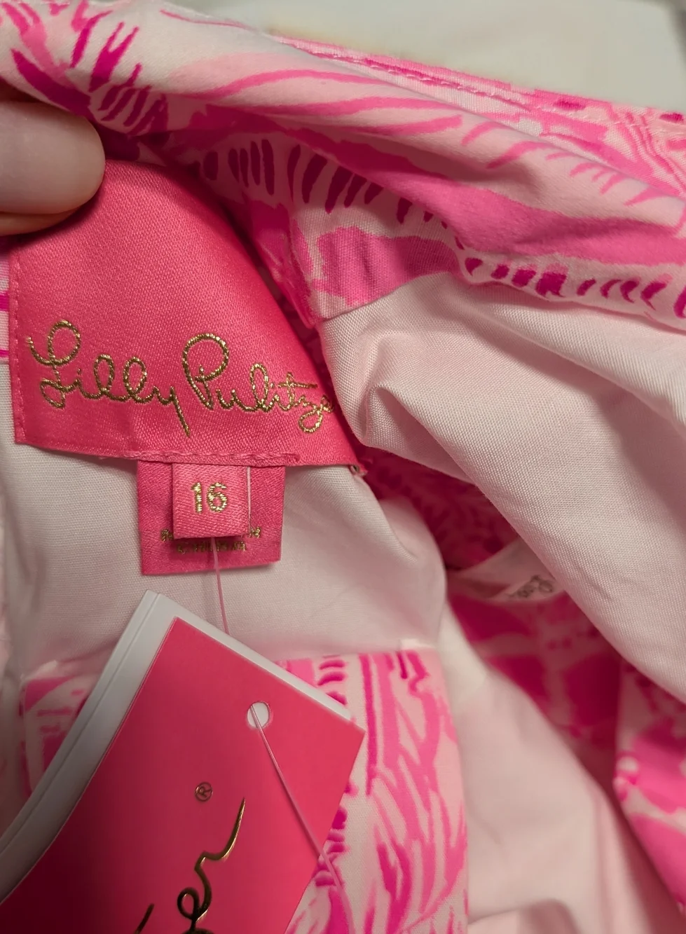 Lilly Pulitzer Merian Dress Pink Blossom Palm Beach Paradise Size 16 - Picture 10 of 14